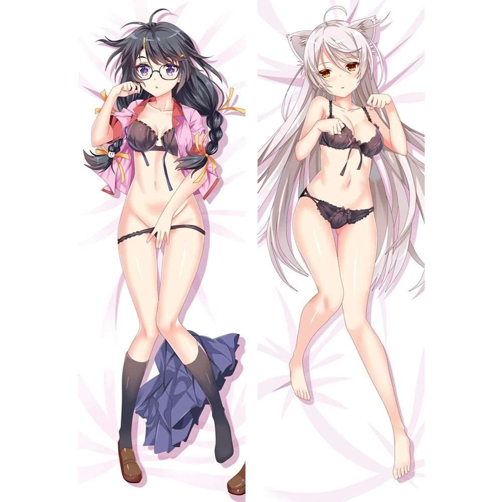 Dakimakura Black Hanekawa Lingerie | WaifuParadise