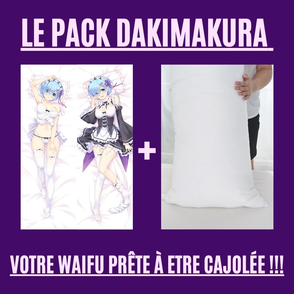 Dakimakura Re:Zero Rem en maid et sous-vêtements Avec | WaifuParadise