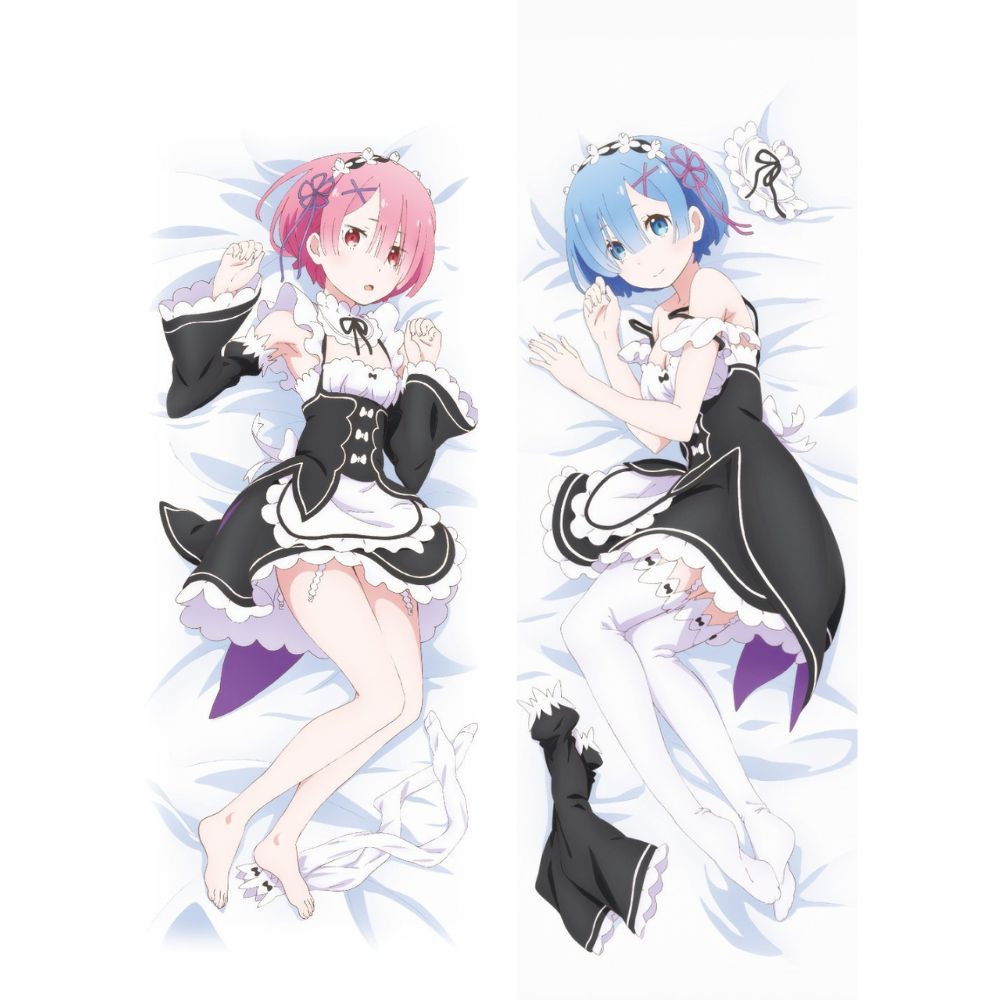 Dakimakura Rem et Ram dans leur uniforme simple de maid Sans | WaifuParadise